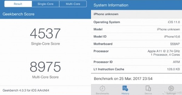 iPhone 8’e ait olduğu iddia edilen Geekbench sonucu paylaşıldı