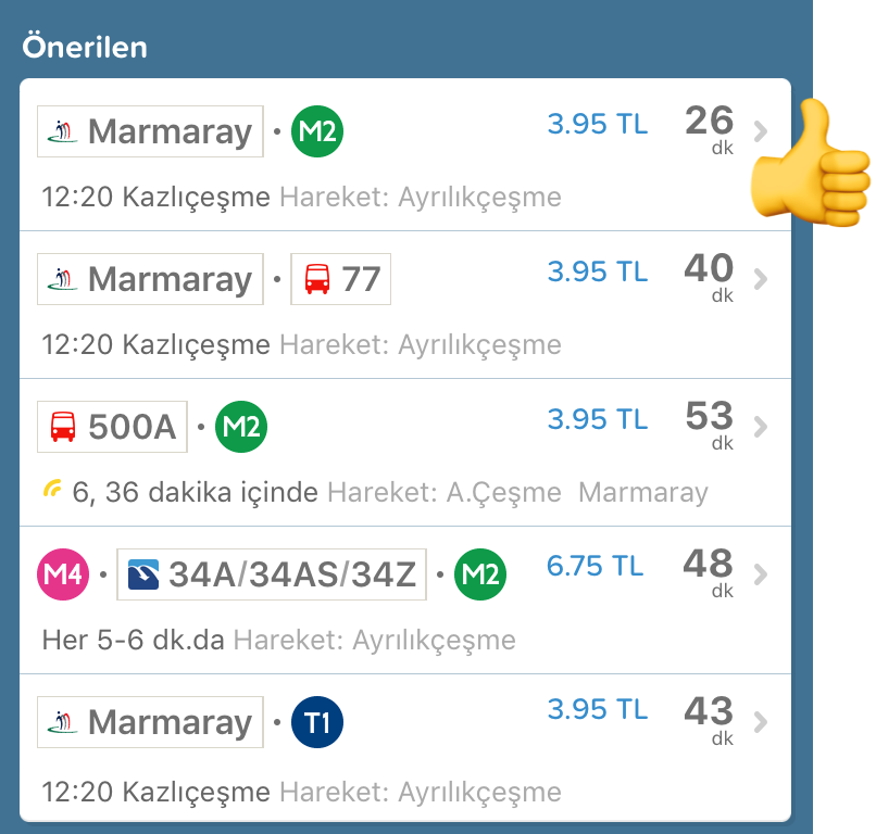 Citymapper İstanbul artık ücreti de hesaplıyor