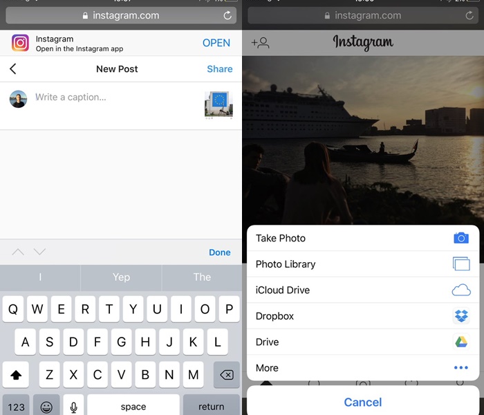 Instagram’ın mobil web sitesine fotoğraf paylaşma özelliği geldi