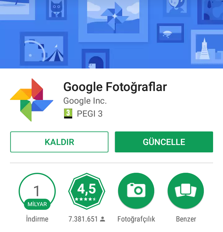 Google Fotoğraflar 1 milyar indirme sayısına ulaştı