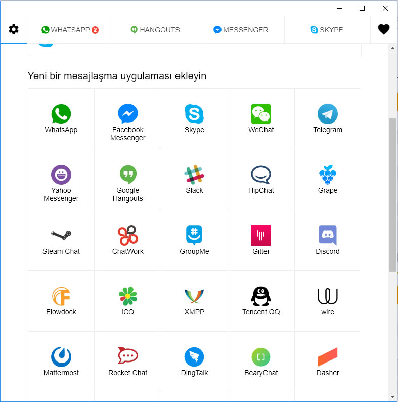 WhatsApp, Google Hangouts, Facebook Messenger ve diğerlerini tek uygulamayla kullanın