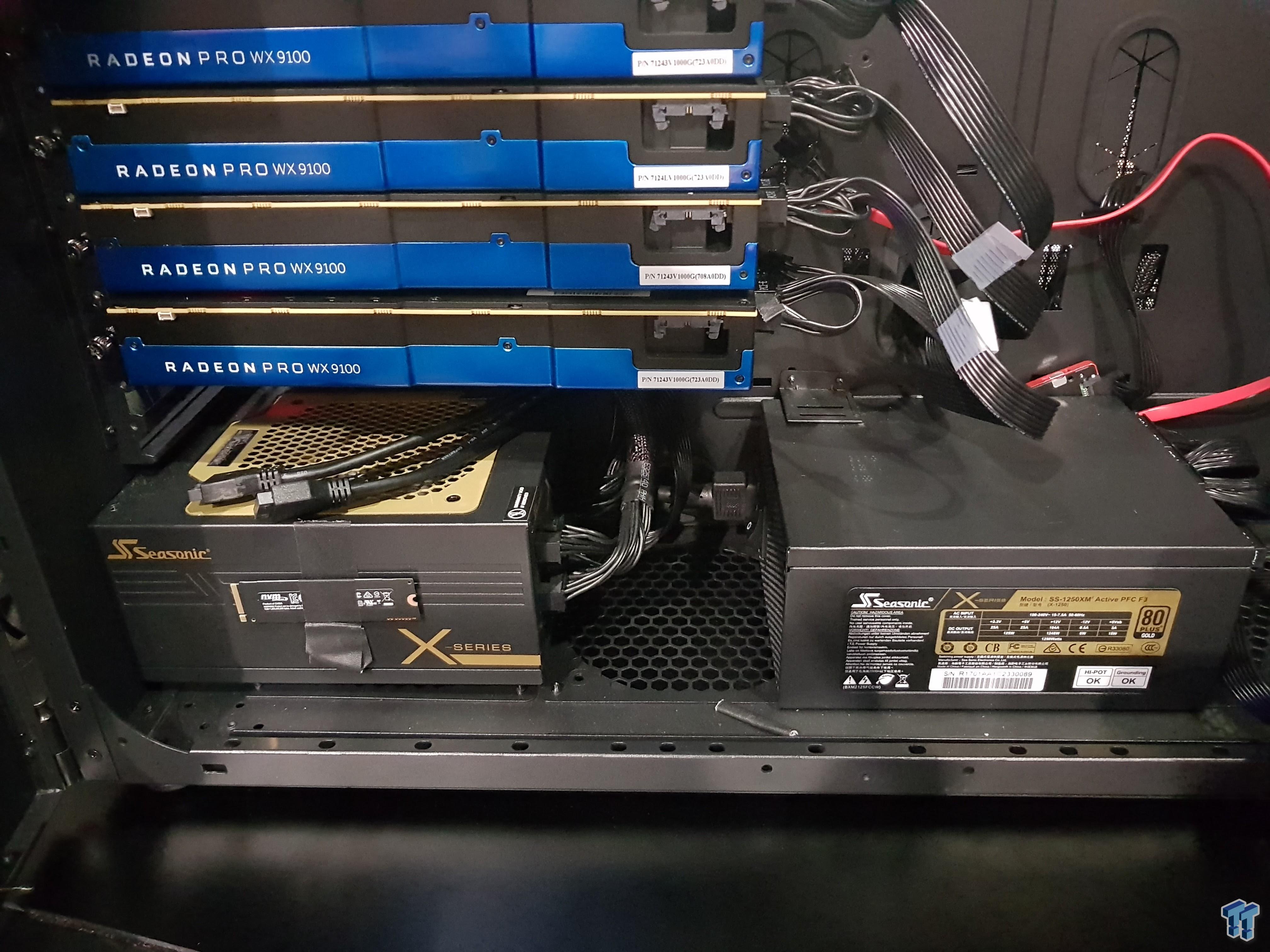 4 Radeon Pro WX 9100 2 adet 1250W PSU ile görüntülendi