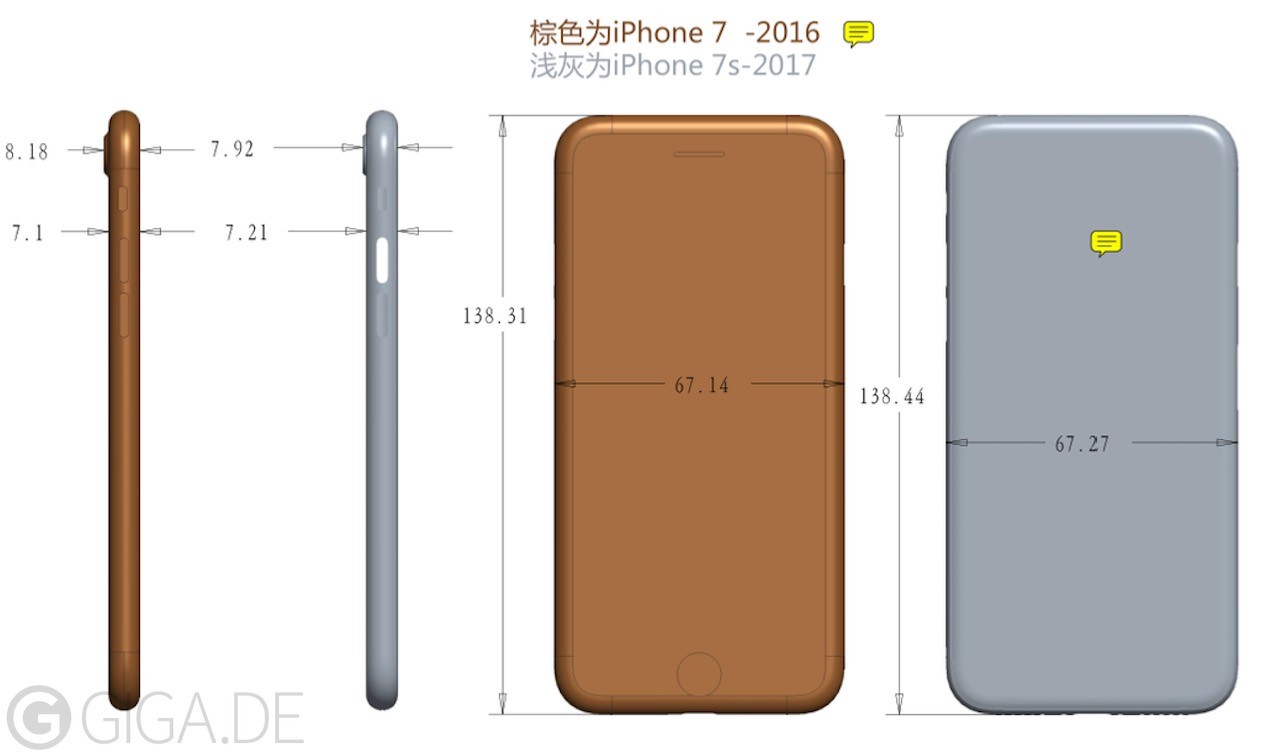 iPhone 7s mevcut iPhone 7'den daha büyük ve kalın olacak