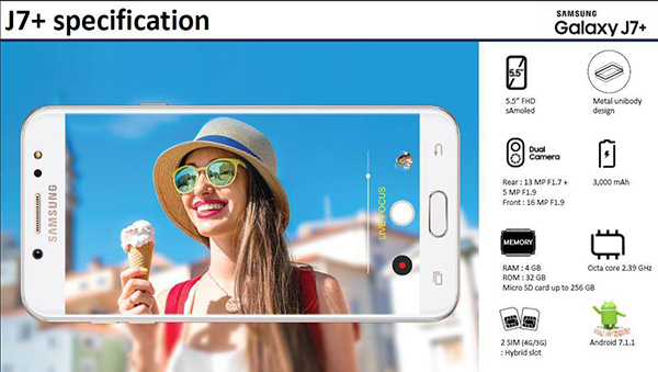 Çift kameralı Samsung Galaxy J7 Plus'ın özellikleri ortaya çıktı