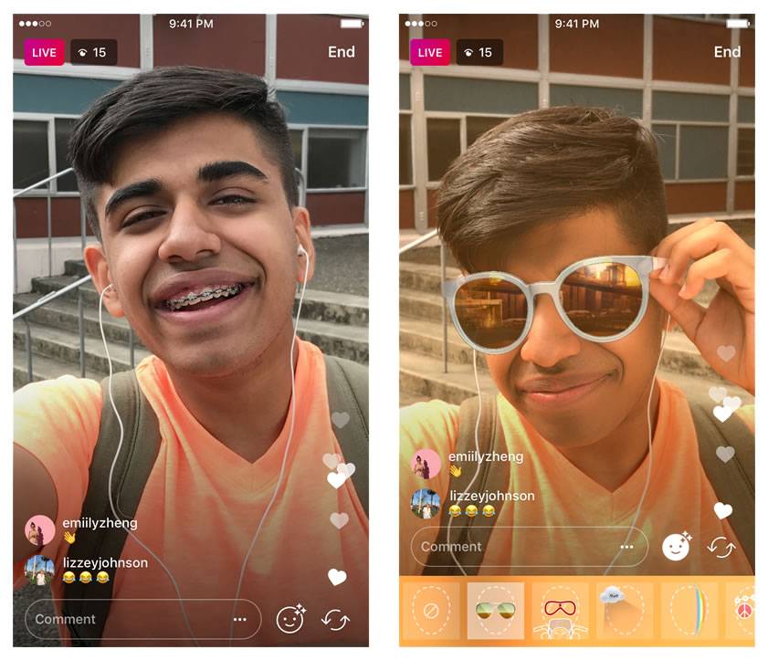 Instagram canlı yayınlarında artık yüz filtreleri kullanılabilecek
