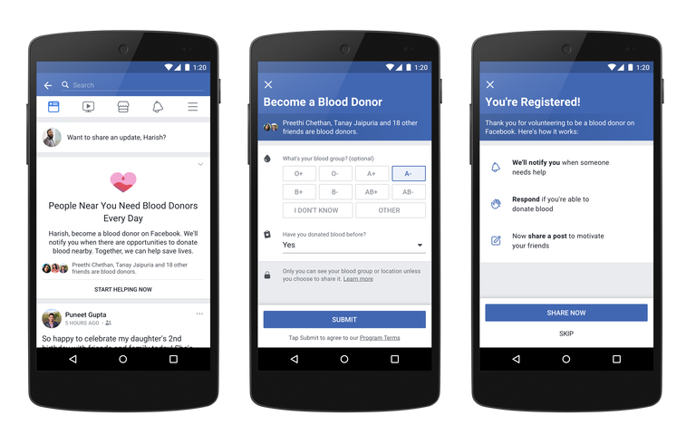 Yakın zamanda Facebook aracılığıyla kan bağışı yapılabilecek