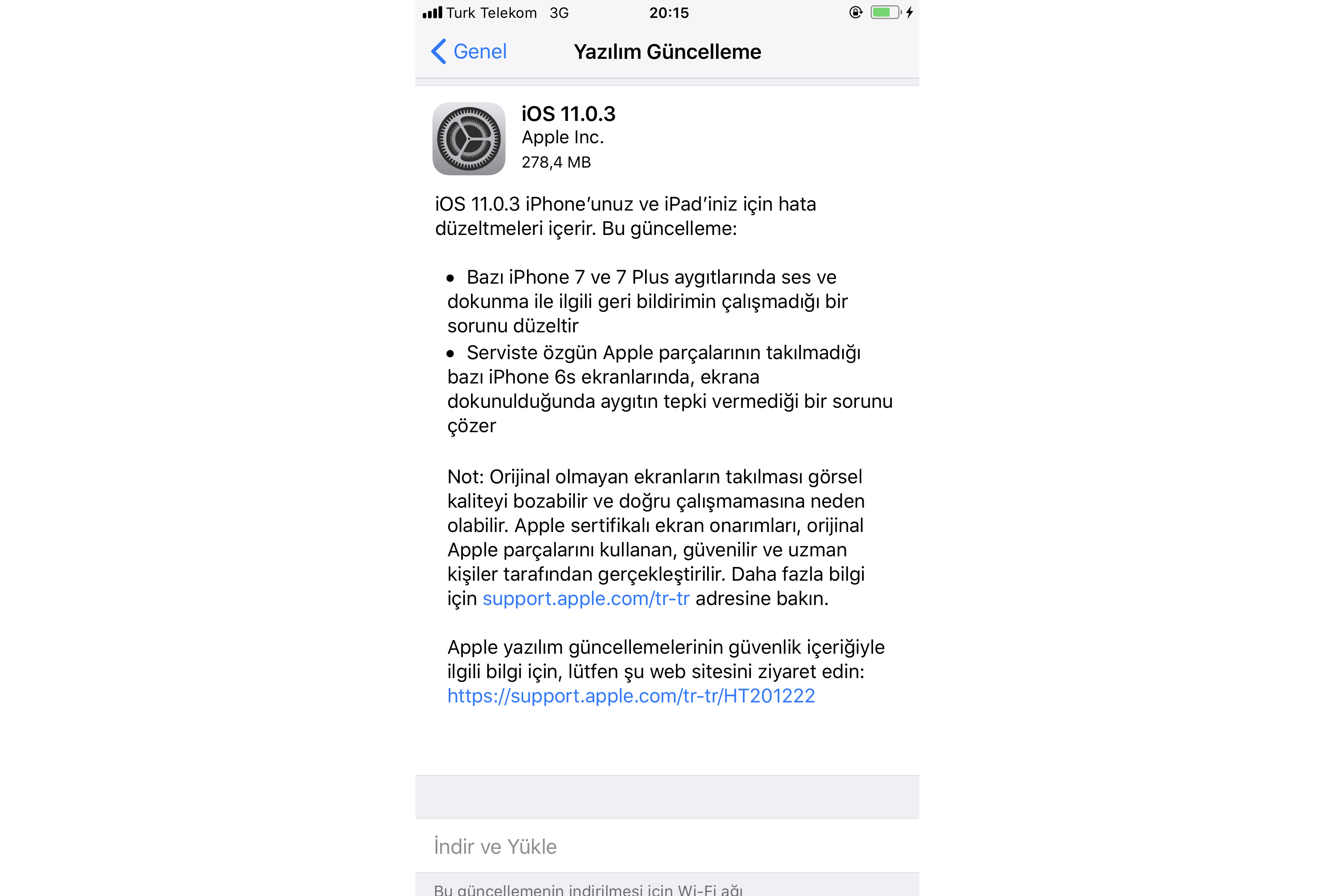 iOS 11.0.3 yayınlandı: Sahte ekranların tepkisizlik sorunu giderildi