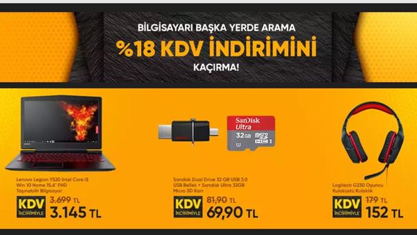 bilgisayar kategorisinde kdv kadar