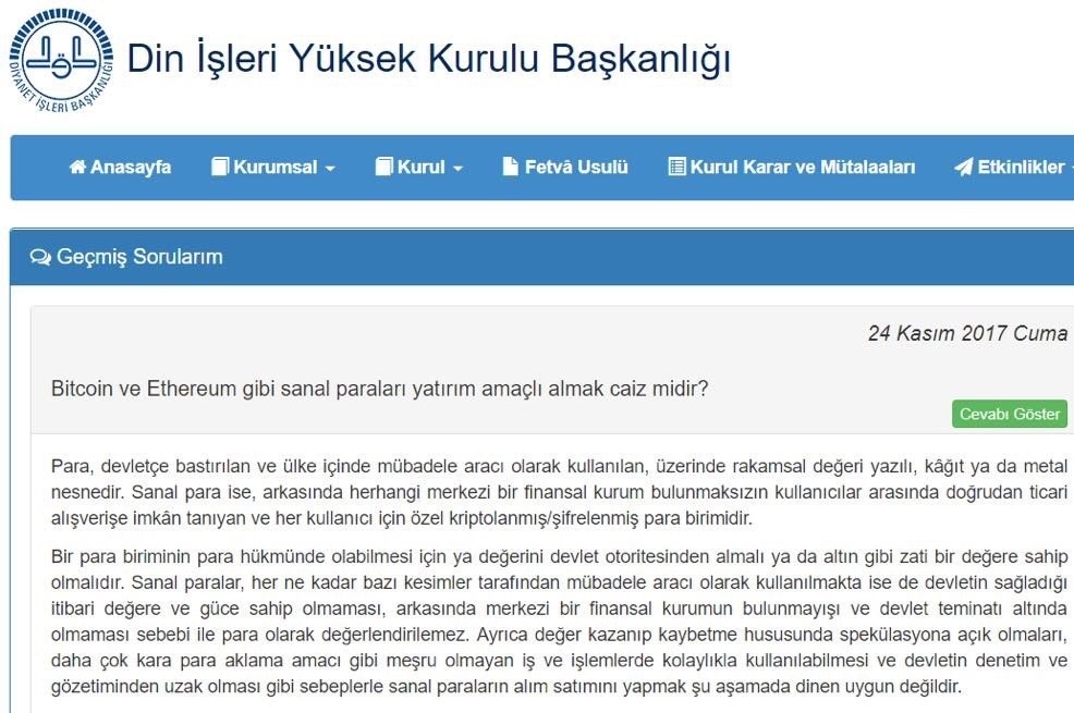 Diyanet açıkladı: Bitcoin dinen uygun değil