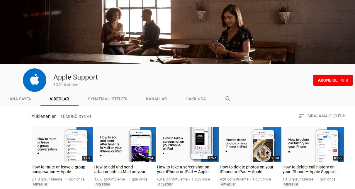 Apple, YouTube destek kanalını açtı