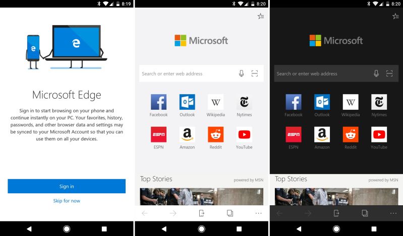 Edge'in Android sürümüne parola senkronizasyonu ve koyu tema özelliği geldi