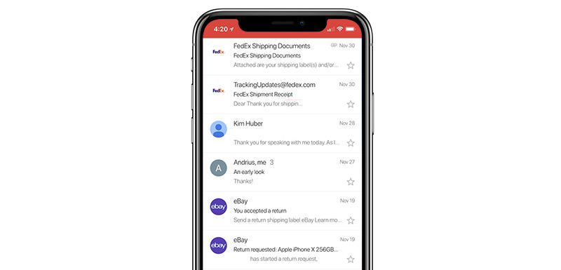 Gmail, iPhone X'un ekranını tam olarak kullanabilecek şekilde güncellendi