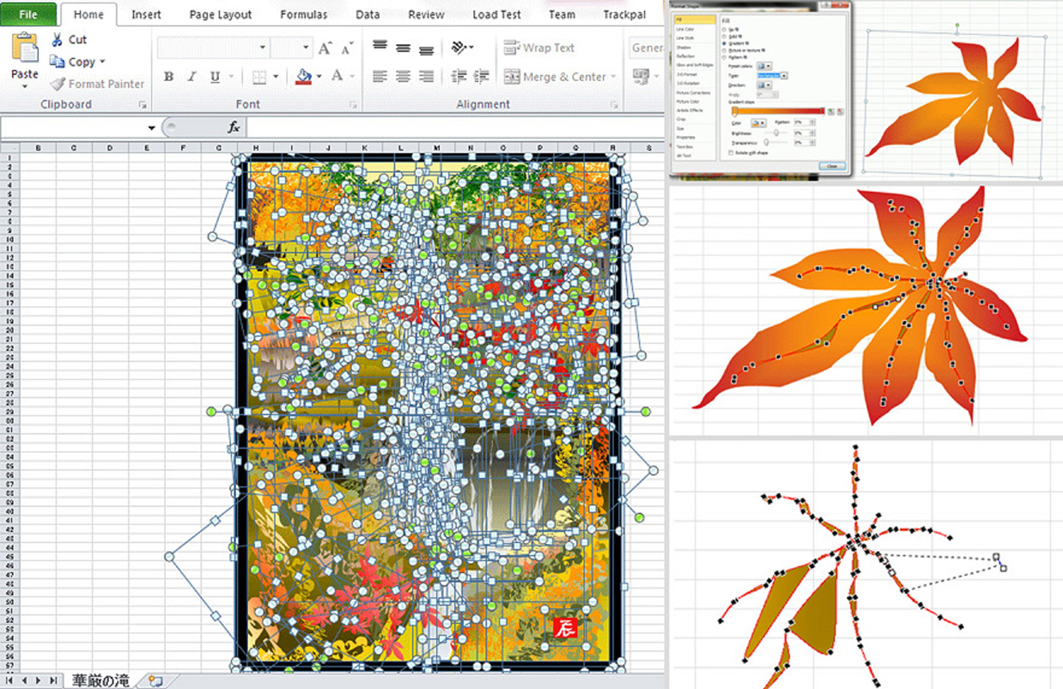 Photoshop veya Illustrator değil Excel kullanarak sanat eseri yapıyor