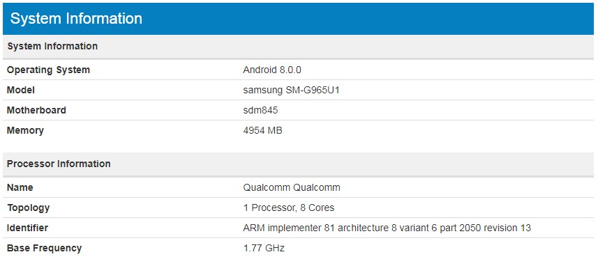 Samsung Galaxy S9+ benchmark skoru belli oldu