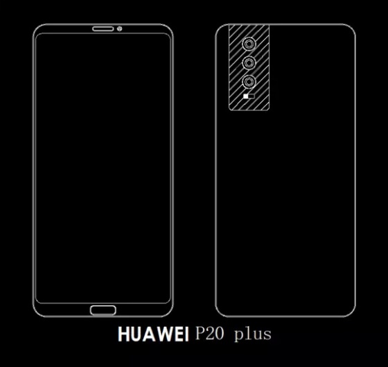 Üç arka kameraya sahip Huawei P20 serisinin şematik görüntüleri ortaya çıktı