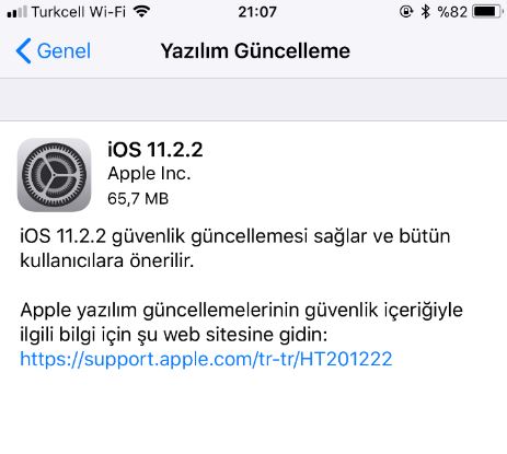iOS 11.2.2 güncellemesi yayınlandı!