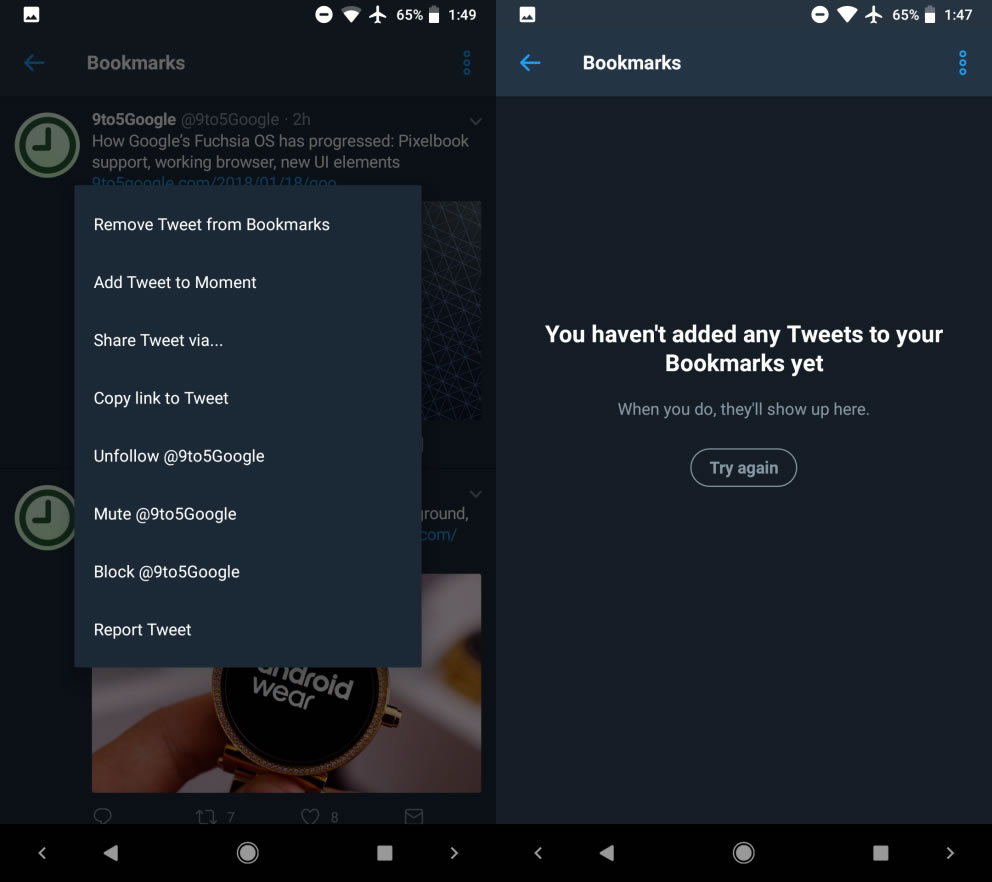 Twitter'ın Android sürümünde 'yer imleri' özelliği test ediliyor