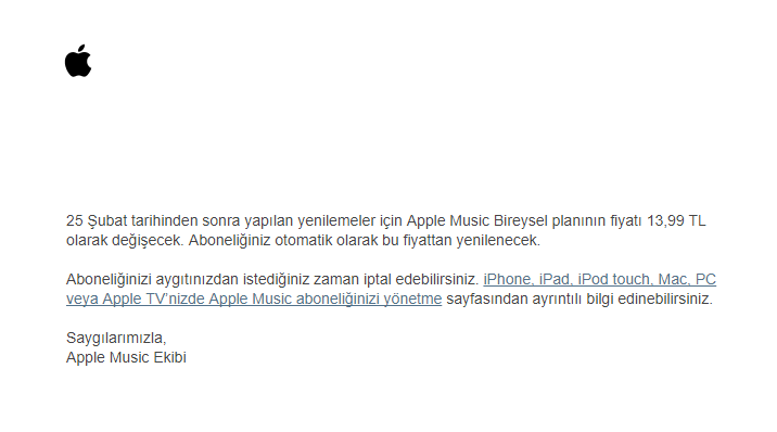 Apple, aboneliklere de vergi zammı uyguladı!