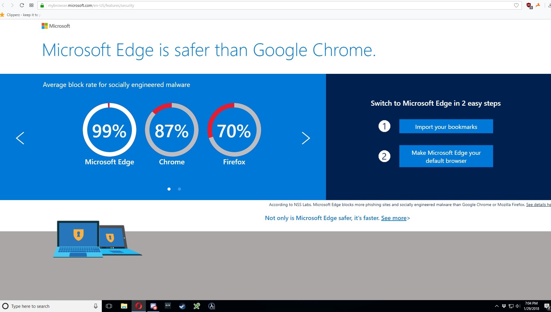 Microsoft, Opera'da Edge tarayıcısının reklamını göstermeye başladı