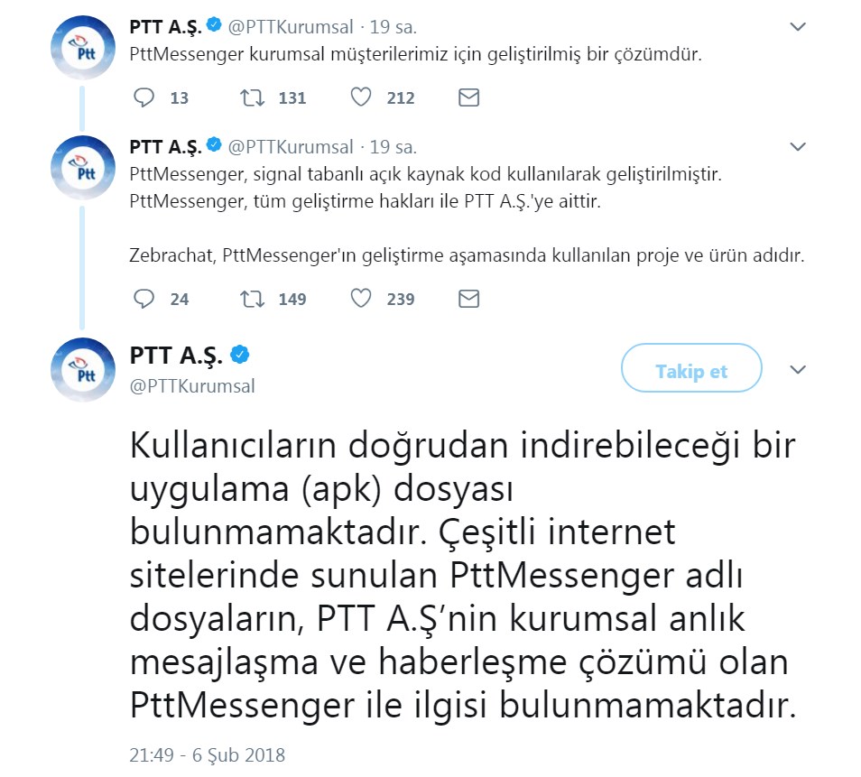 PTTMessenger’ın Signal açık kaynak tabanlı yazıldığı ortaya çıktı