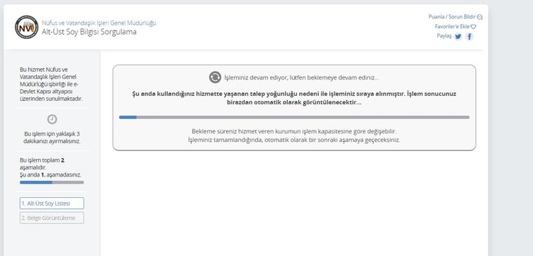 E-devlet alt - üst soy sorgulama hizmeti durduruldu