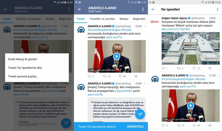 Twitter'a Yer İşaretleri özelliği geldi