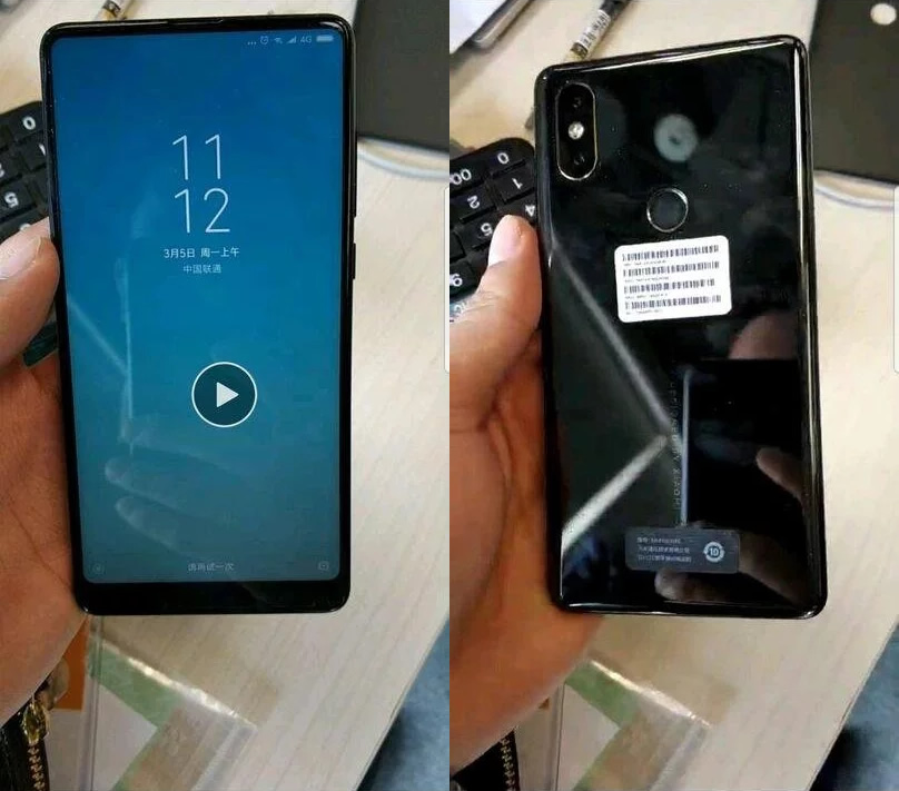 Xiaomi Mi Mix 2s'in ön ve arka tasarımını gösteren fotoğraflar sızdı