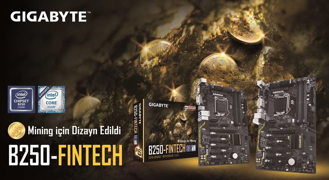 Madenciler için 12 ekran kartına destek sunan Gigabyte GA-B250-FinTech anakart