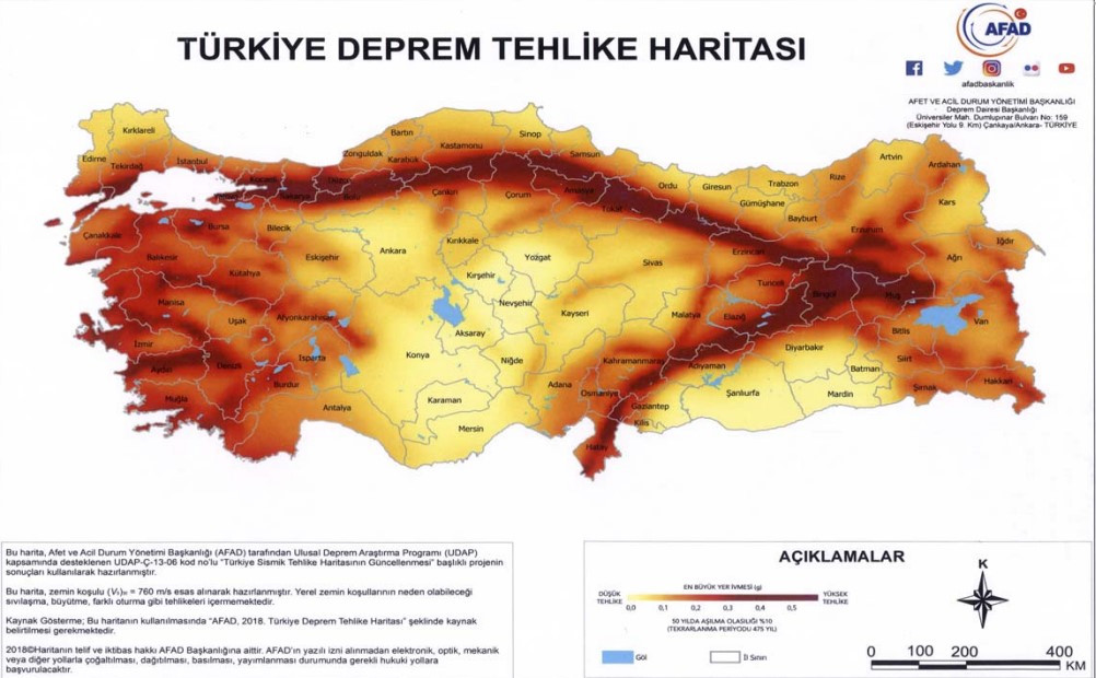 Türkiye Deprem Tehlike Haritası, 22 yılın ardından yenilendi