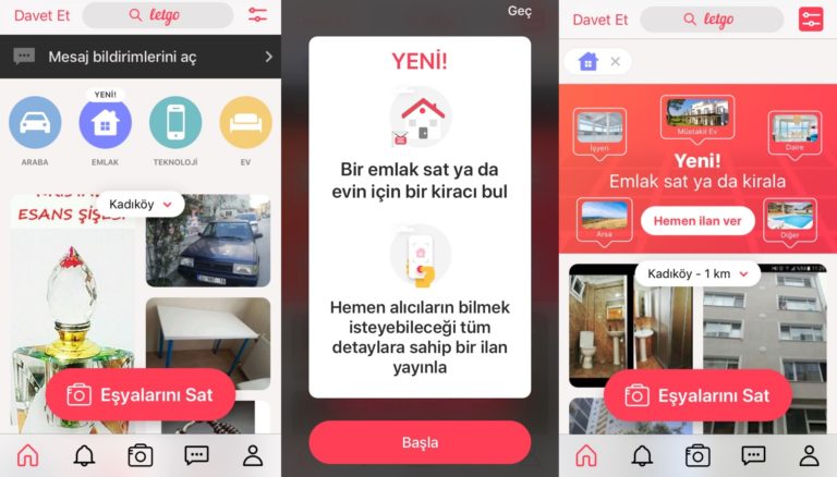 Letgo, Emlak kategorisini ekleyerek sektöre giriş yaptı