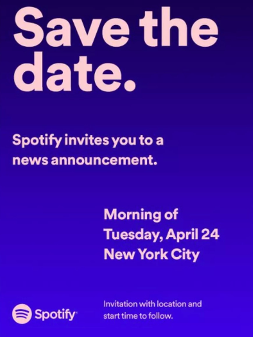 Spotify 24 Nisan tarihinde bir etkinlik düzenliyor