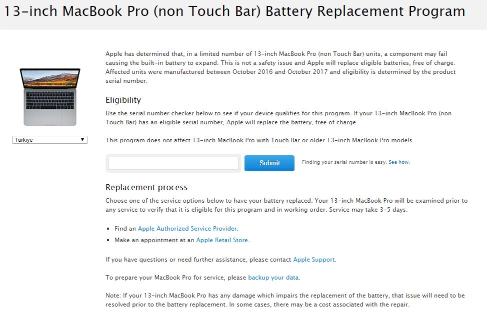 Apple, MacBook Pro için ücretsiz batarya değişim programı başlattı